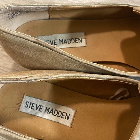 Steve Madden Womens P-Galia Beige Slip On Leather Studded Loafer Shoes Size 6M - Picture 7 of 8
